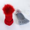 Korean Style Pom Pom Knit Beanie - Warm, Solid Color, Rolled Brim for Autumn & Winter