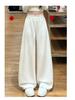 Women's Light Gray Wide-Leg Crooked Knife Sweatpants, Spring 2026, Slimming Straight Thickened Fashion Drape.