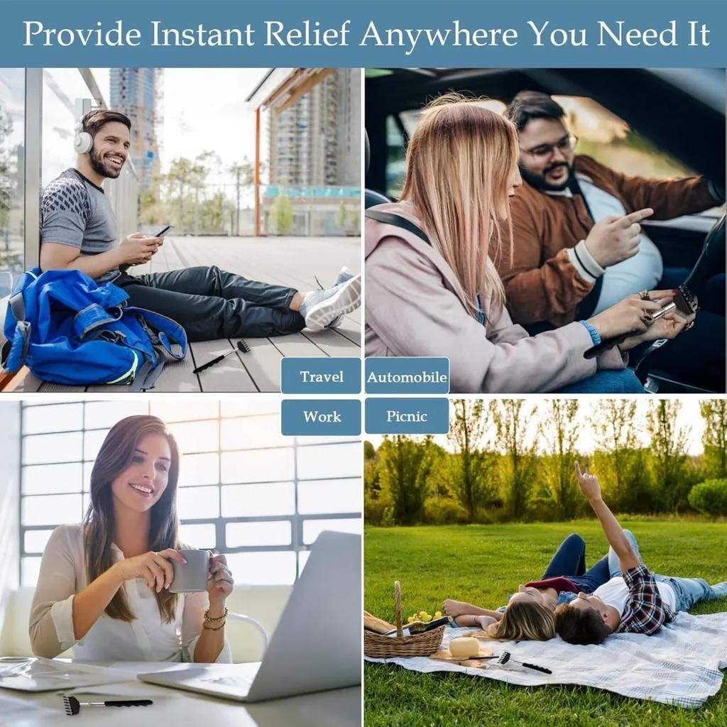 Extendable Back Scratcher the Head Has 15 Rakes, Stainless Steel Portable Telescopic Rubber Handle Back Scratchers for Elderly