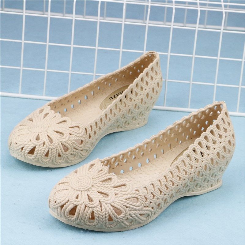 Sandales compensées d'été pour femmes en plastique pour femmes blanches antidérapantes chaussures de travail