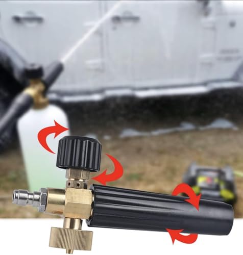 YUET Snow Foam Lance Gun Cannon Pot, Adjustable 1 Liter Foam Cannon Soap Dispenser for Foam Pressure Washer Jet Car Wash, 64mm 1/4" Quick Release Nozz