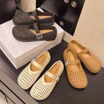 Women's Summer Peep Toe Casual Sandals - Solid Color, Hollow Out Design, Buckle Strap