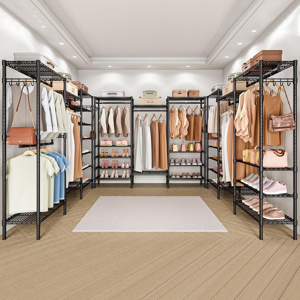 PASRLD Clothes Shoe Height Storage Shoe Clothes Coat Large Capacity Open Sturdy Rack, Closet, Wardrobe, Rack, Adjustable, Shelf, Storage, Hanger,