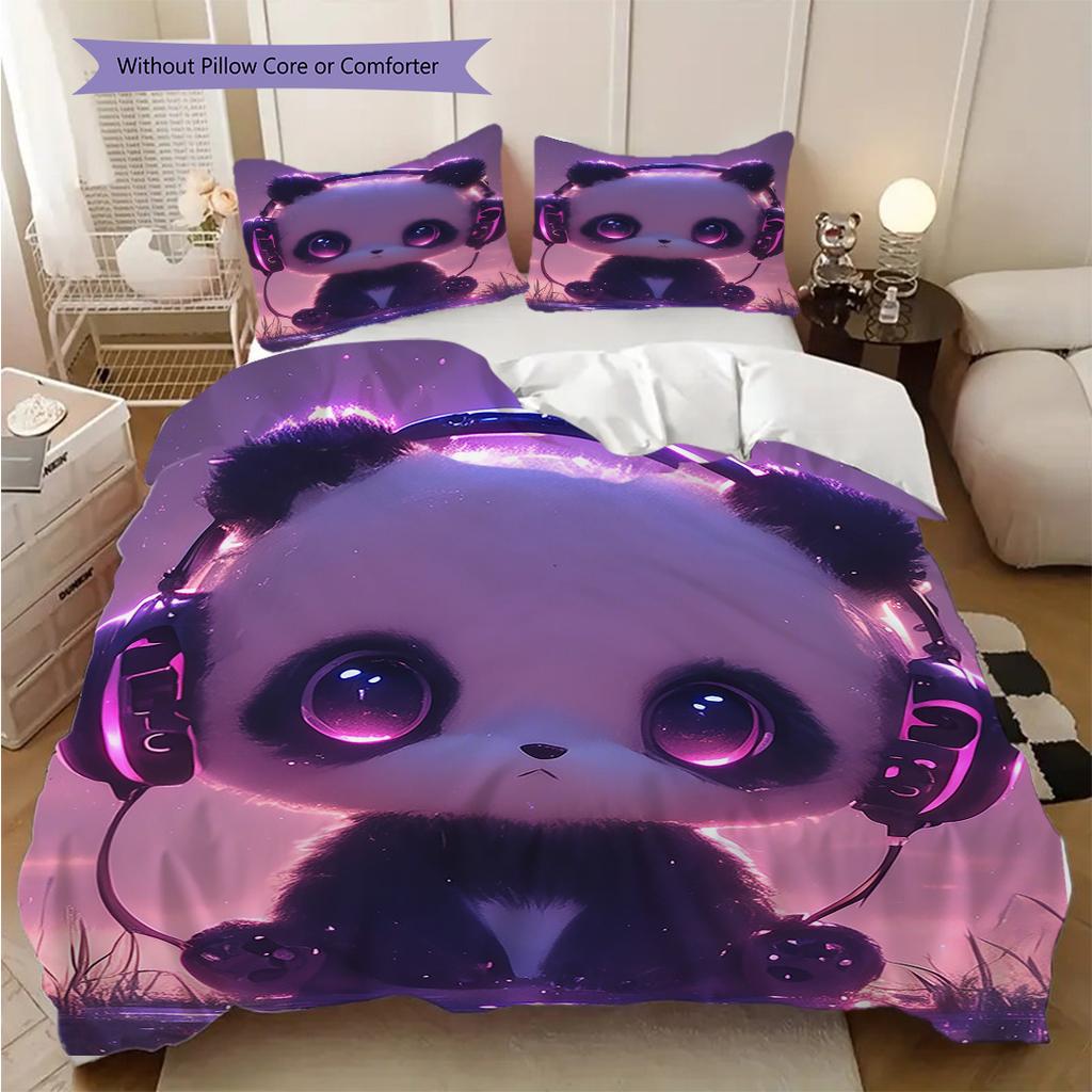 Panda Pattern Bedding Quilt Set Quilt Cover Pillowcase Home Decoration Birthday Gift (1 * duvet cover + 2 * pillowcase, without core)
