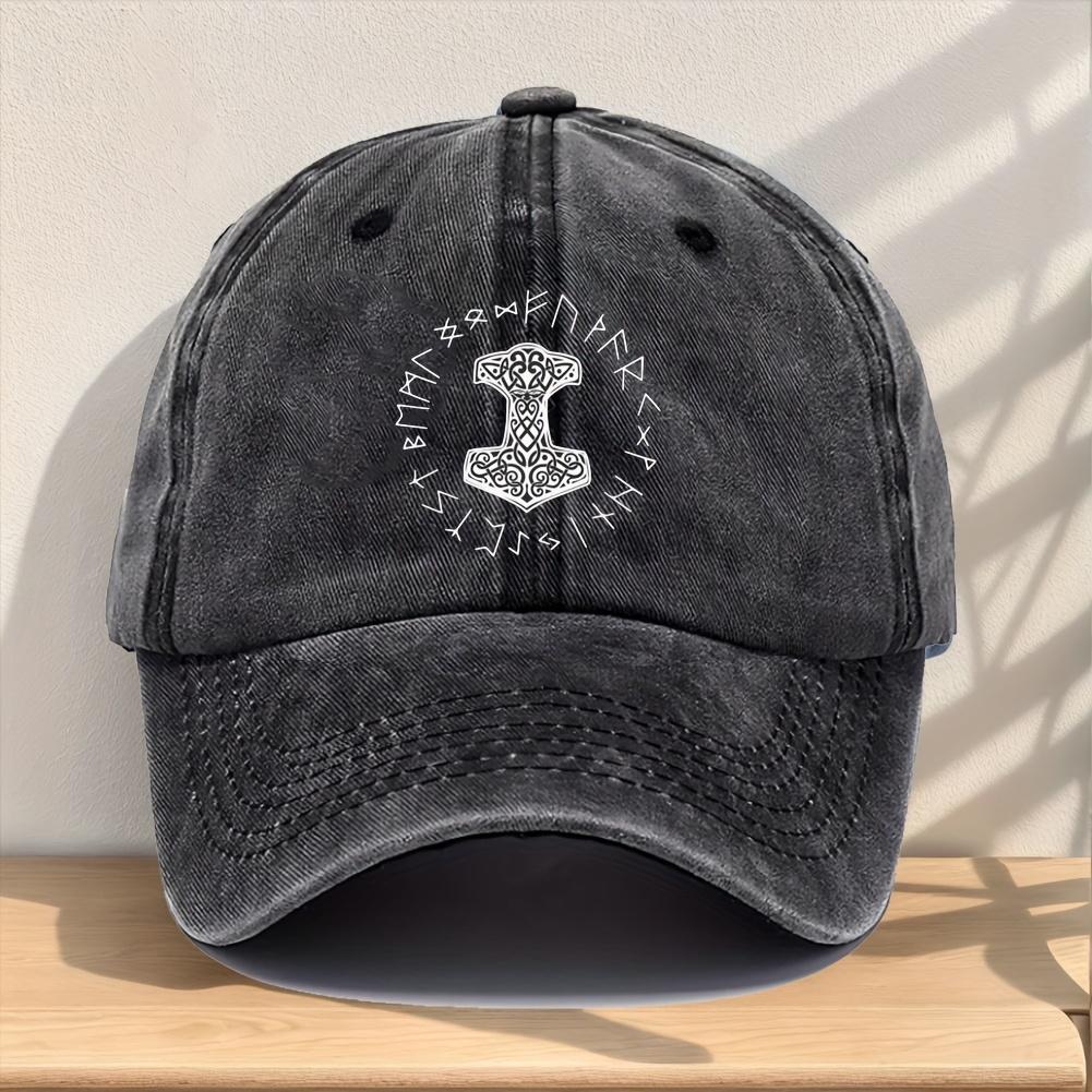 

Viking Printed Baseball Cap Style Outdoor Sports Hat Unisex Casual Lightweight Adjustable FlatBrim Cap
