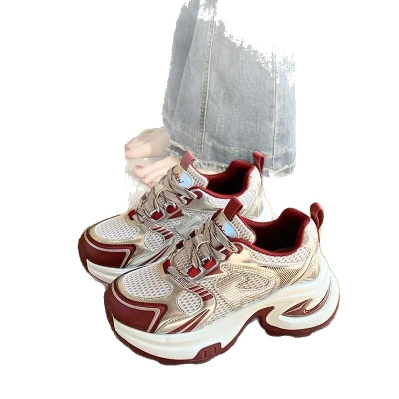 Thick Sole Heightening Red Women's New Spring and Autumn Small Casual Sports Women's Shoes