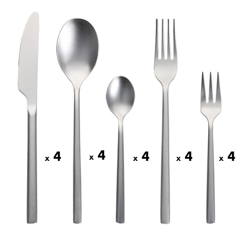 20Pcs Stainless Steel Cutlery Set Matte Silverware Knife Fork Spoon Tableware Flatware Dinnerware Set