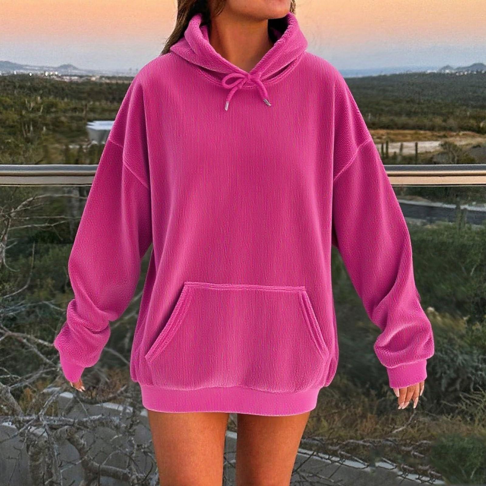 

Женская модная повседневная толстовка с капюшоном, однотонная, с карманом, с длинным рукавом L