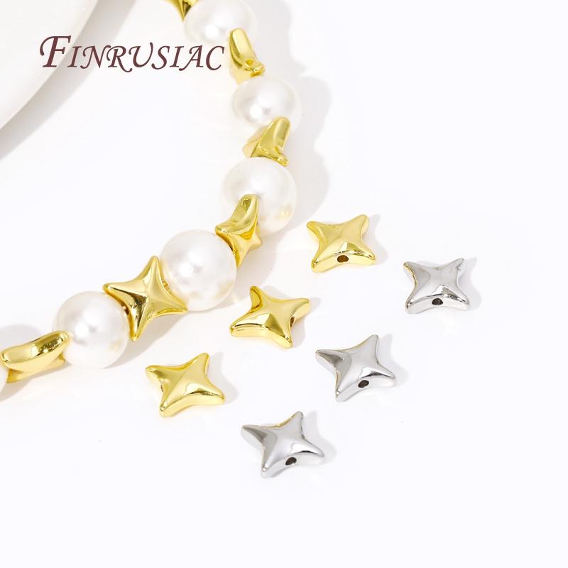 9mm 18K Gold Plated Stern Perlen Abstandshalter Perlen DIY Zubehör, Trenner Für Perlen, Schmuckherstellung Zubehör