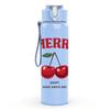 1PC Cherry Fruit Letter Logo 750ml Color Plastic Sports Water Bottle Leakproof Flip Straw Lid Suitable for Sports Office Home Use