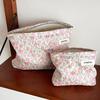 Pink Floral Makeup Bag: Women's Portable, Large Capacity, Small Size Travel Toiletry and Skincare Storage Bag