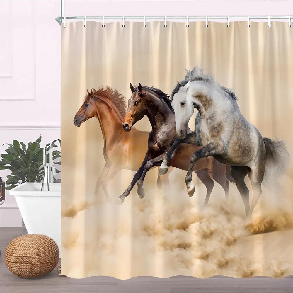 Art Elephant Shower Curtain Africa Wild Animal Black Fantasy Background Fabric Bathroom Decor Bathroom Accessories with Hooks