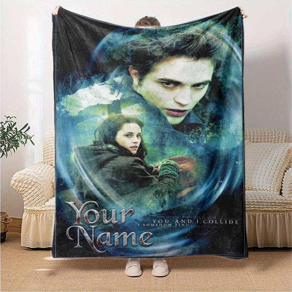 Name Custom Twilight Poster Print Flannel Blanket High Quality Warm Comfortable Cover for All Seasons Perfect for Gifts Home Decor