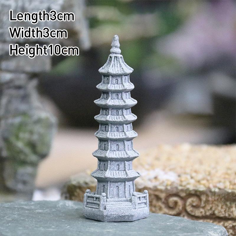 Vintage Zen Miniature Sand Stone Tower Pavilion Ornaments Lantern Figurines Japanese Garden Bonsai Rockery Lanscaping Home Decor