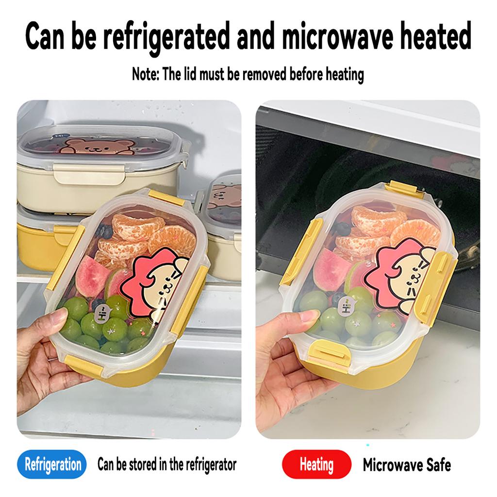 900ml 304 Stainless Steel Bento Box Portable Leak-proof Lunch Box For Children Students School Food Container Microwave Safe