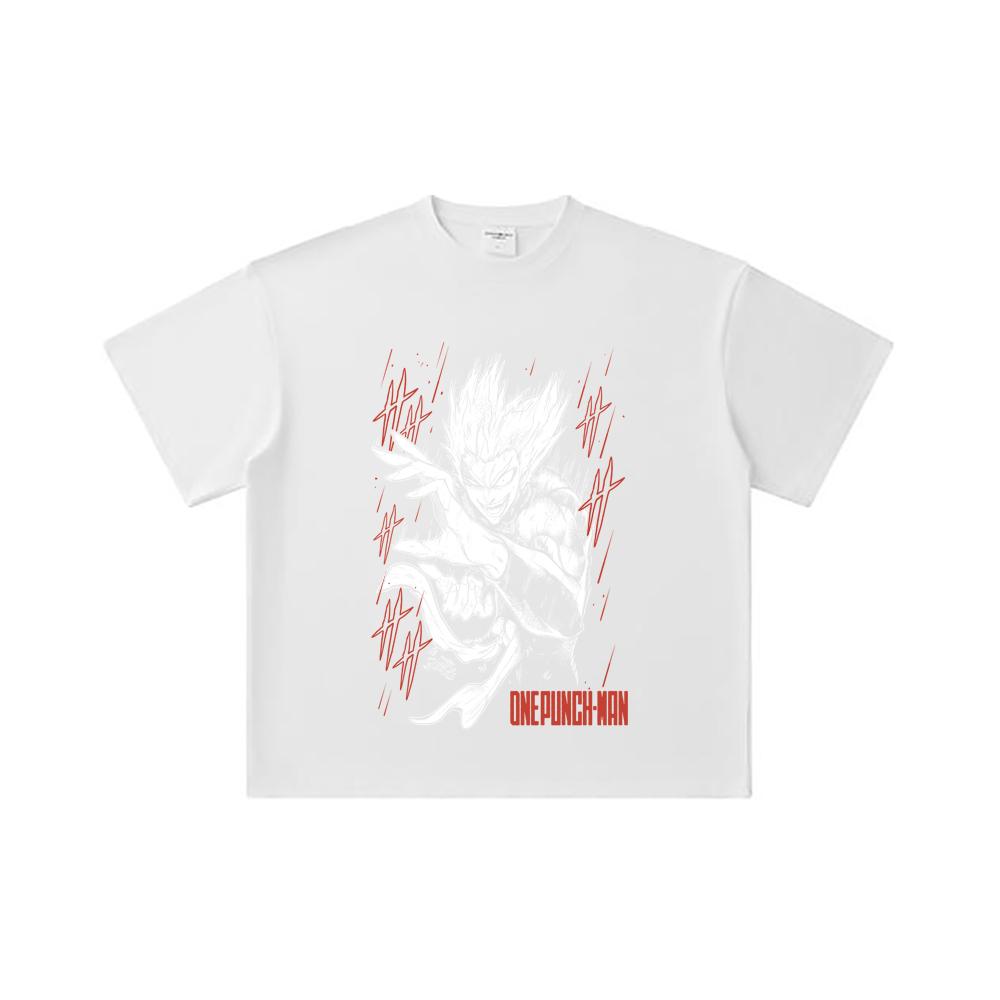 260 GSM Double Yarn 32 Count 100% Cotton One Punch Man V4 Garou Print Unisex Heavy Cotton T Shirt