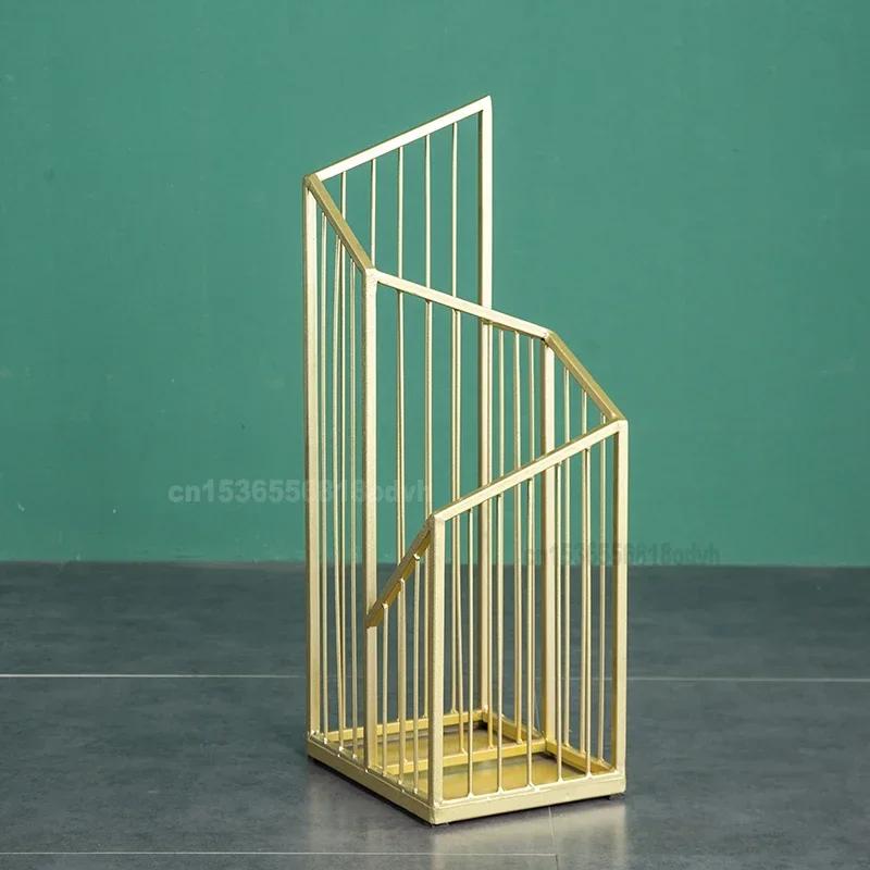 Nordic Wrought Iron Umbrella Stand Hotel Lobby Holder Hallway Porch Bucket Household Furniture Organizer Entryway Decor