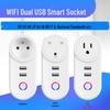 WiFi Smart Socket with Dual USB - Compatible with US, EU, UK, Indian, Italian, Brazilian, Australian, and Swiss Standards
