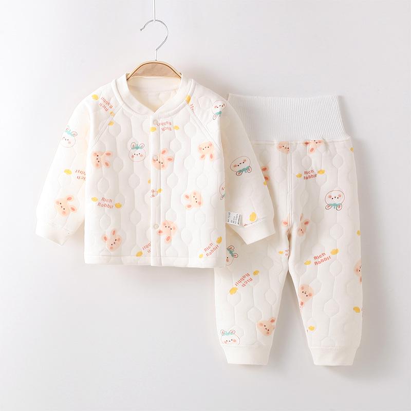 Detská jesenná a zimná trojvrstvová hrejivá bavlnená súprava spodnej bielizne pre chlapcov a dievčatá