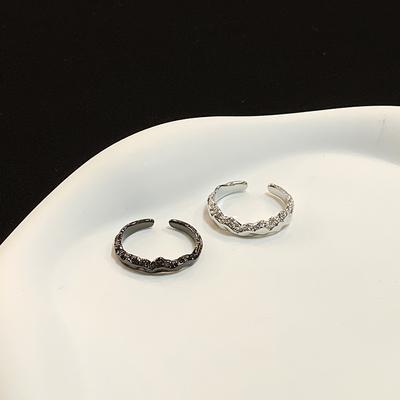 Minimalist Texture Element Ring Couple Opening Ring Niche Design Dark Irregular Pair Ring Personalized Index Finger Ring