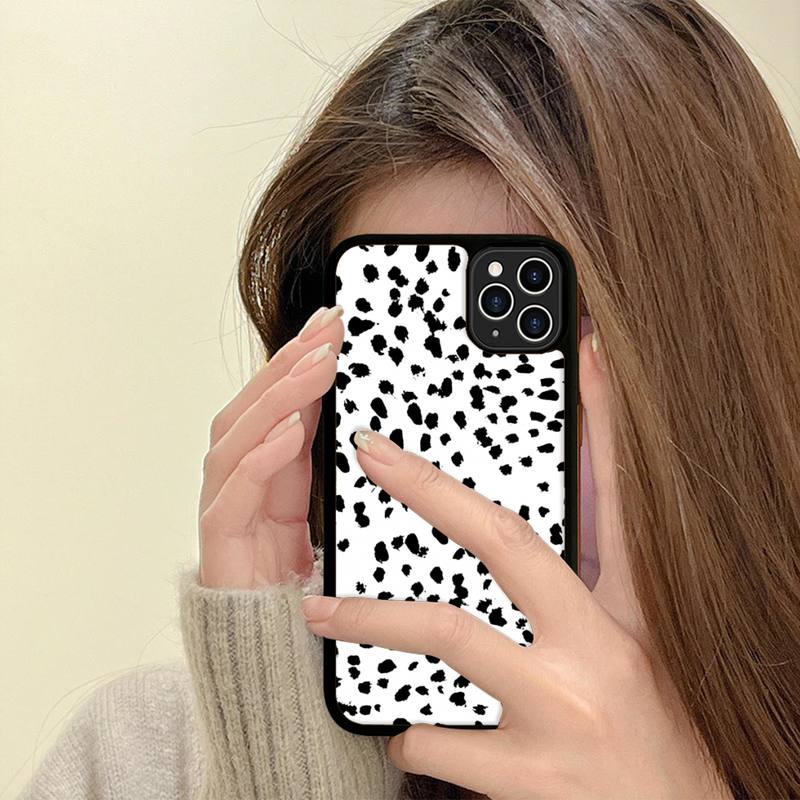

Черно-белый чехол для телефона с текстурой далматинской коровы и зебры, силиконовый чехол из ПК + ТПУ для iPhone 11 12 13 Pro Max 8 7 6 Plus X SE XR Hard 13 Pro Max