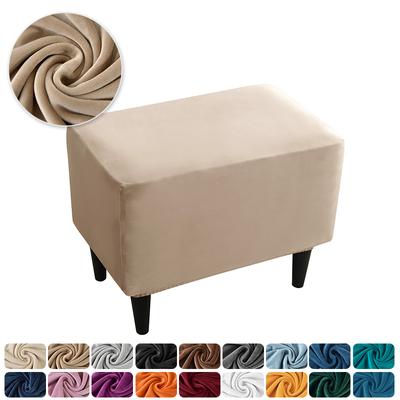 1pc Rectangle Ottoman Stool Cover Velvet Elastic Footstool Covers  Inclusive Footrest Slipcovers Chair Covers Protector