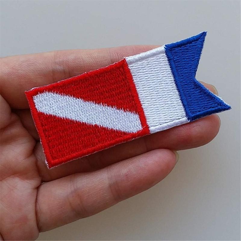 Scuba Diving Dive Flag Embroidered Patches Flag Iron On Diving Flag Patches Embroidered Diver Badge