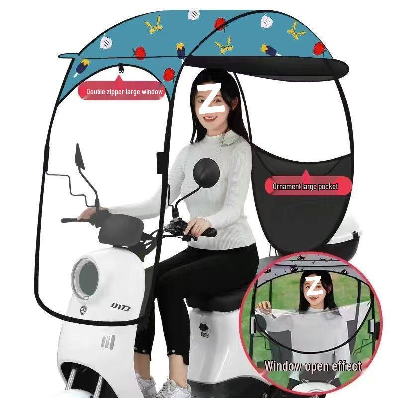 Detachable Electric Vehicle Canopy: Thickened Windshield Sunshade Umbrella Awning