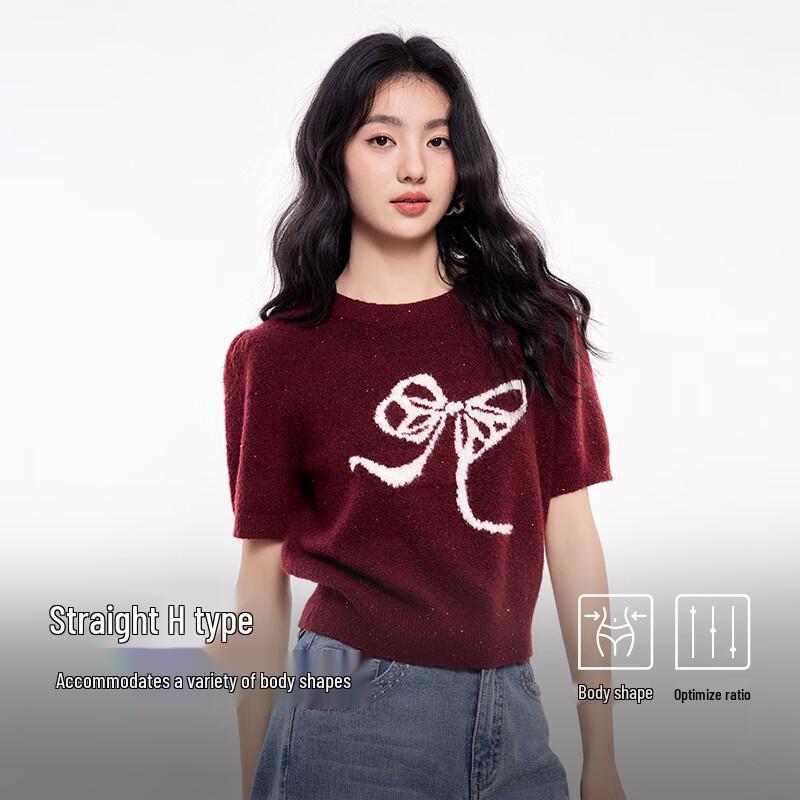 

Qiu Shui Yi Ren Women s Bow-Detail Round Neck Knit Top XL
