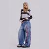 Unisex Y2K American Embroidery Baggy Jeans High Street Women Vintage Hip Hop Casual Joker Couple Wide-leg Denim Pants