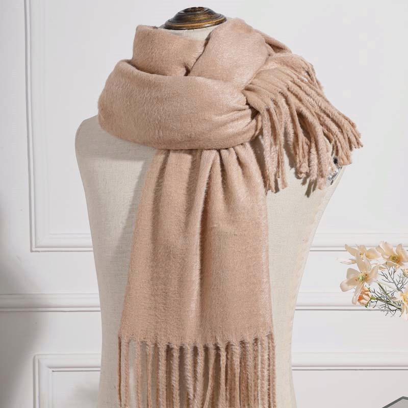 Imitation cashmere scarf women's autumn and winter mink hair men's scarf light luxury high-end sense solid color scarf Korean atmosphere sense
