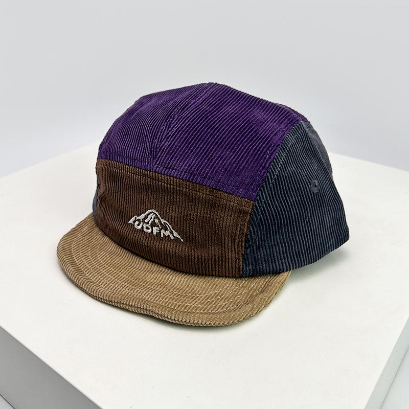 New Unisex Retro Embroidery Color Block Baseball Hats Corduroy Breathable Simple Sunshade Peaked Caps Versatile Fashion Street