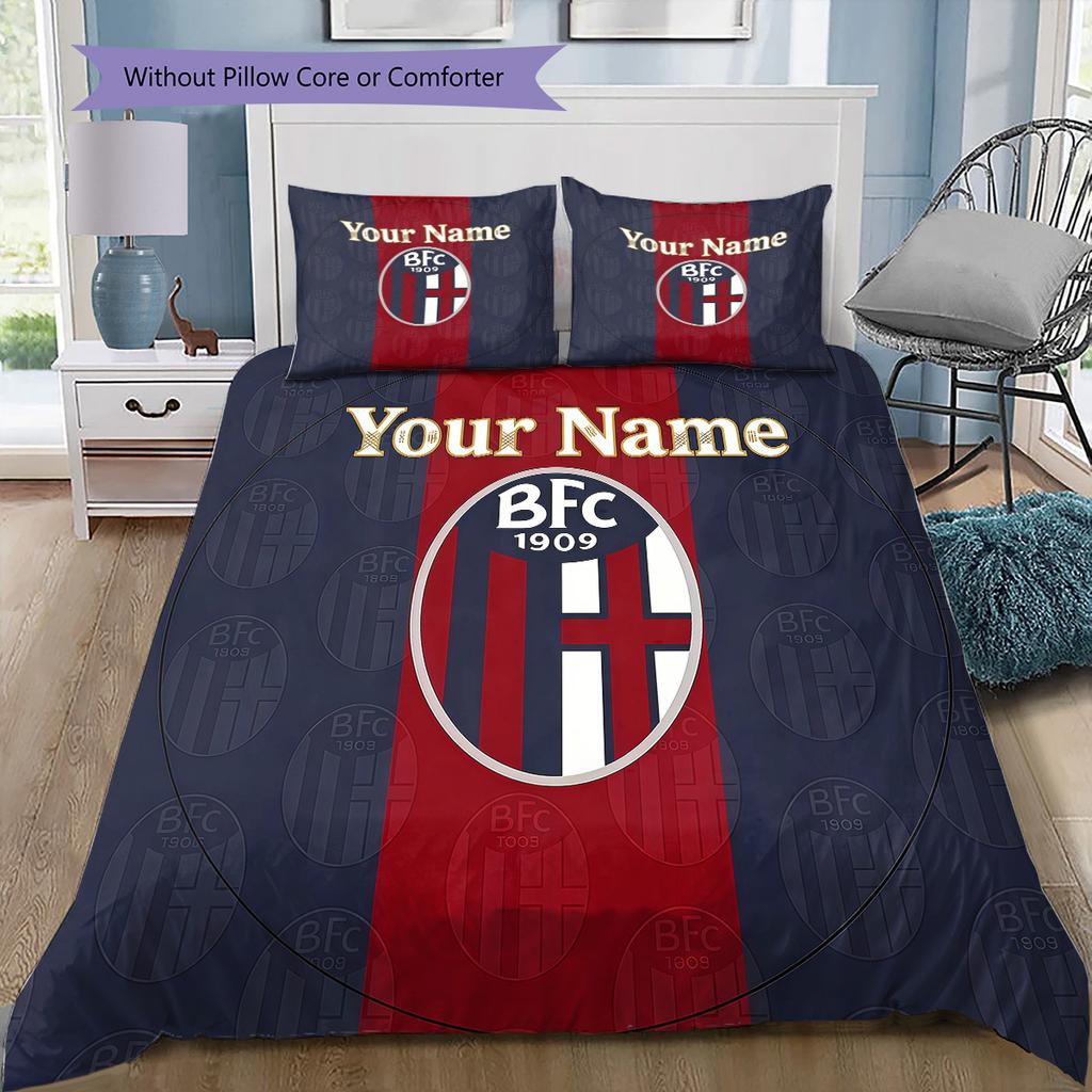 Bologna Fc Custom Name Pattern Bedding Quilt Set Quilt Cover Pillowcase Home Birthday Gift(1 * duvet cover + 2 * pillowcase, without core)