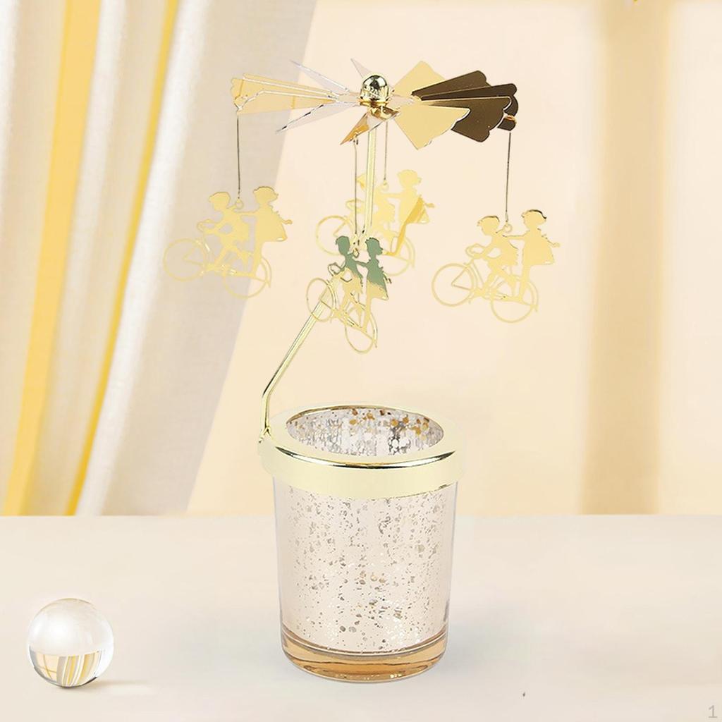 Candle Holder Tea Light Rotating Candlestick Stand for Christmas Dinning Room Centerpieces