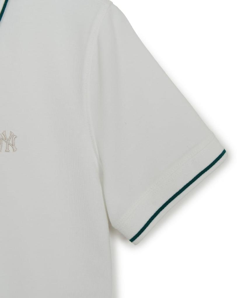 Emelbi Women'S Varsity Sportive Jersey Collared T-Shirt Ny (White)