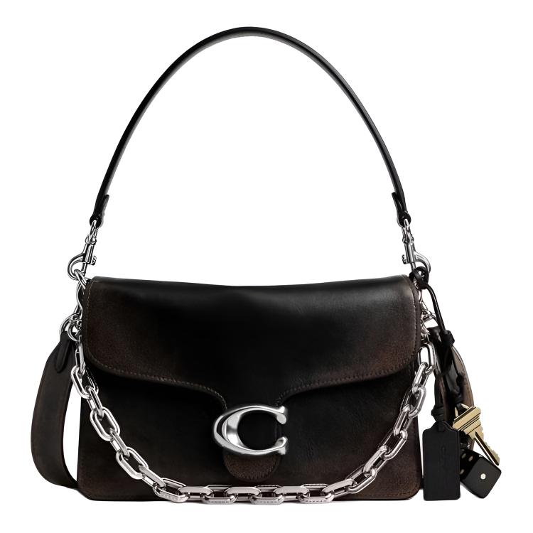 Coach Tabby 26 Metalen Accessoires Leren Schoudertas Medium Dames schoudertas Zwart Bruin CBH40-LHPMZ