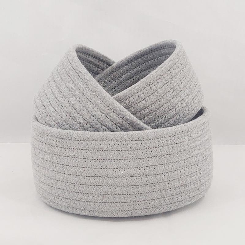 Handmade Cotton Rope Storage Basket for Desktop Sundries, Cosmetics, Snacks, and Entrance Organization