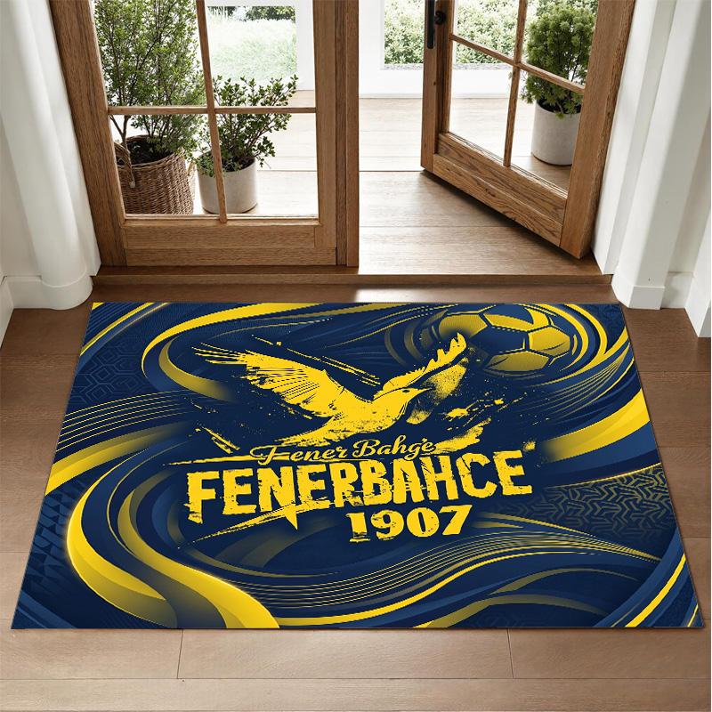 Fenerbahçe FC Design Crystal Velvet Rug Soft Decorative Mat for Bedroom Entrance