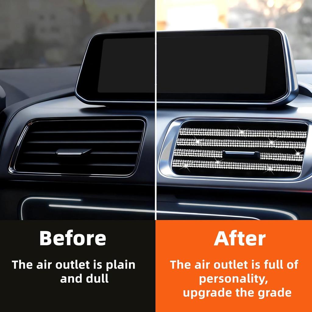 NBTEPEM Bling Car Air Conditioner Decoration Strip for Vent Outlet, 10 PCS Universal Rhinestone Car Vent Outlet Trim Decorations, Bling Interior