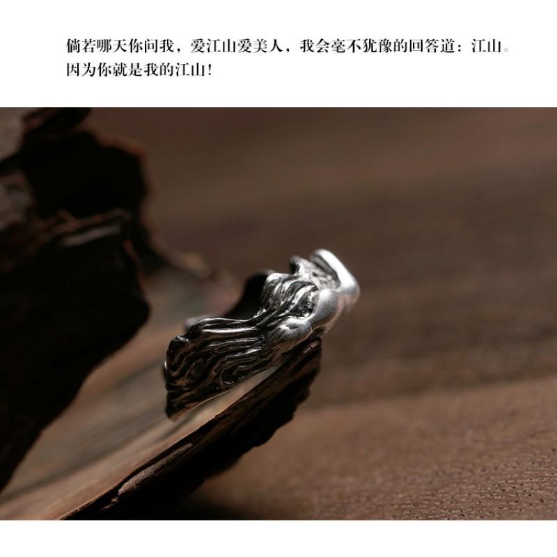 Adjustable Open Ring Couples Vintage Geometric Design Plated Romantic Matching Rings Men Women