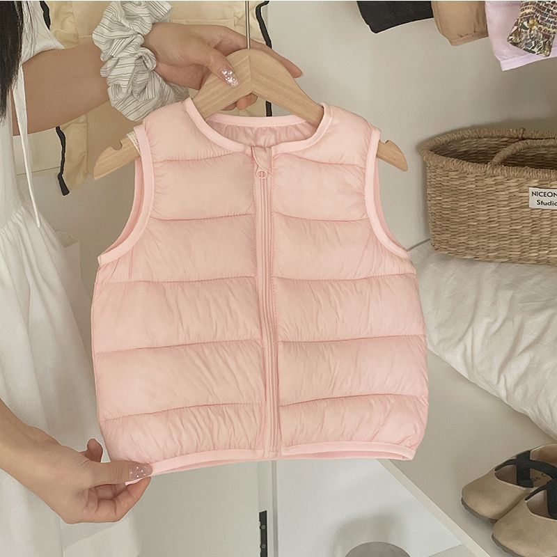 Gilet leggeri in cotone imbottiti di piuma per bambine, Gilet e panciotti per bambini, Gilet in cotone per bambini Autunno/Inverno