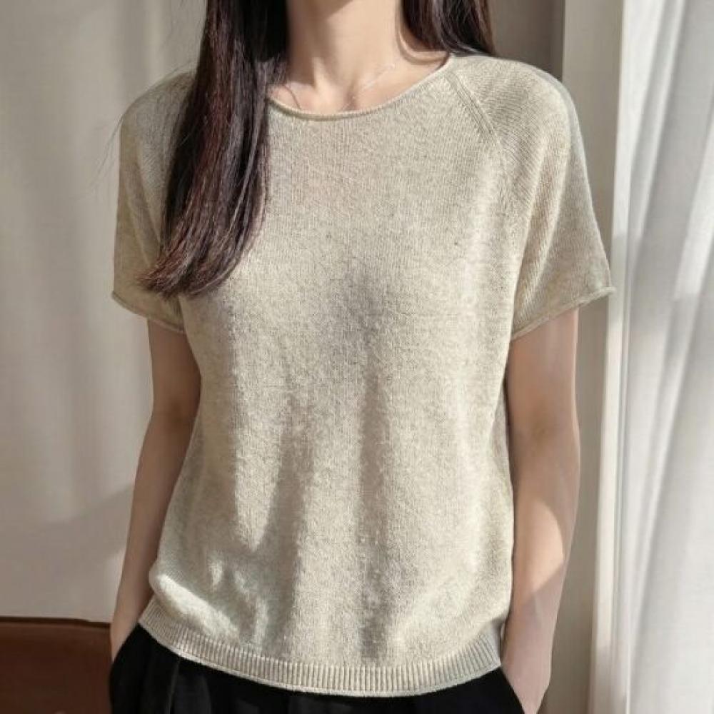 Navava Women Daily Simple Round Neck Short Sleeve Knit Nk3697