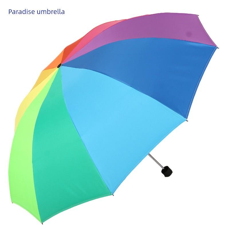 Paradise Umbrella Female Sun Umbrella Sun Umbrella Rainbow Umbrella Sun Protection UV Protection Foldable Vinyl Paradise Umbrella