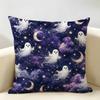 Ghosts Halloween Cushion Cover Natural Linen Organic Fabric Double-Sided Printing Breathable Perfect For Home Decor