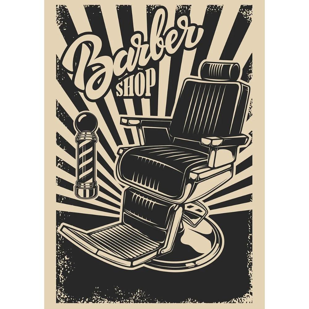 Vintage Friseursalon Poster Klassischer Friseurstuhl Werkzeuge Herrenrasur Drucke Leinwandmalerei Wandkunst Bilder Heim Wohnzimmer Dekor
