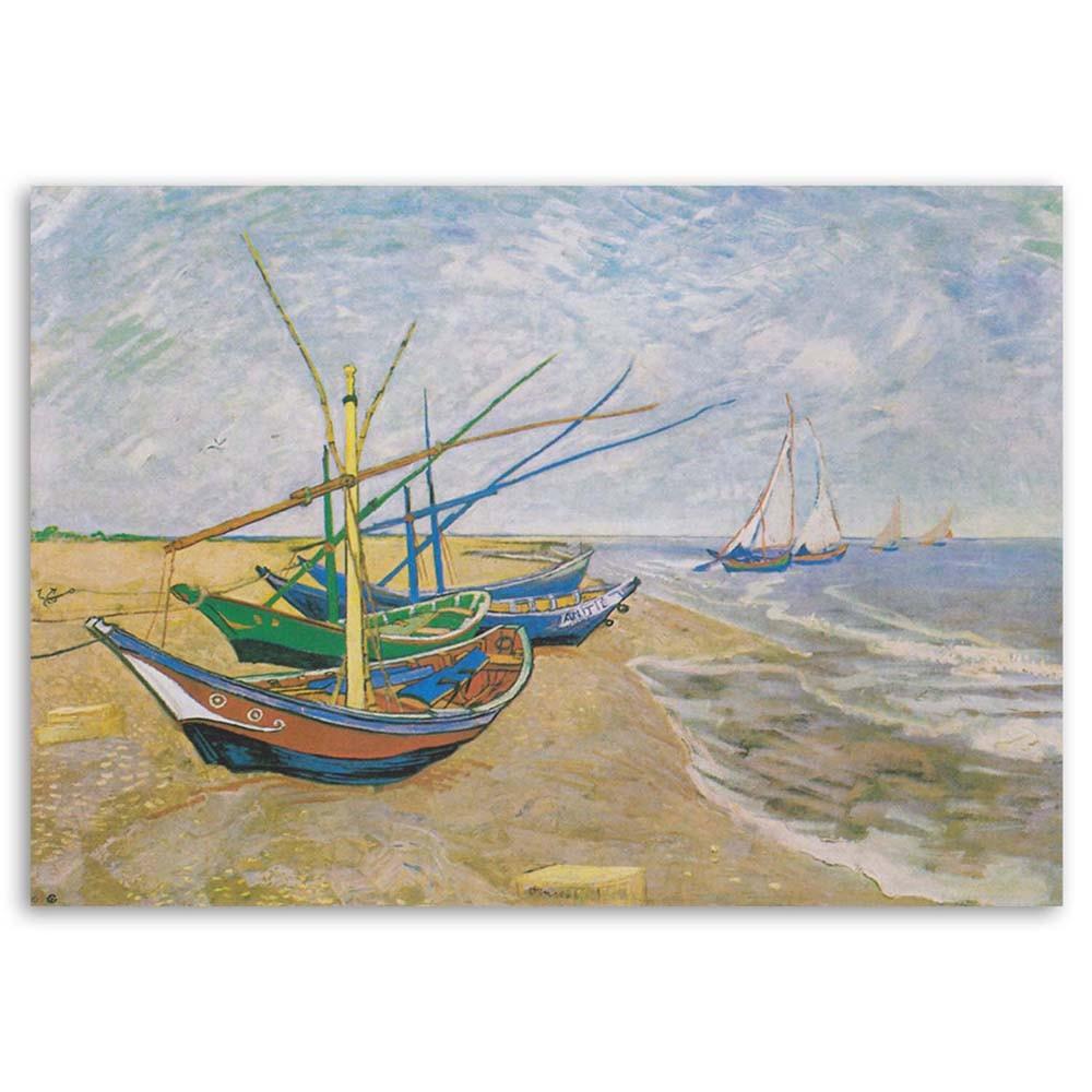 Canvas Print Fishing Boats On the Beach - V. Van Gogh