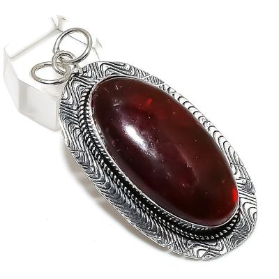 Natural Red Labradorite Gemstone 925 Sterling Silver Jewelry Pendant 2.48" u9P09