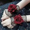 Personality Trend Dreamy Dark Lolita Lolita Lace Wrist Sleeves Women's Burgundy Rose Gown Sleeve Temperament