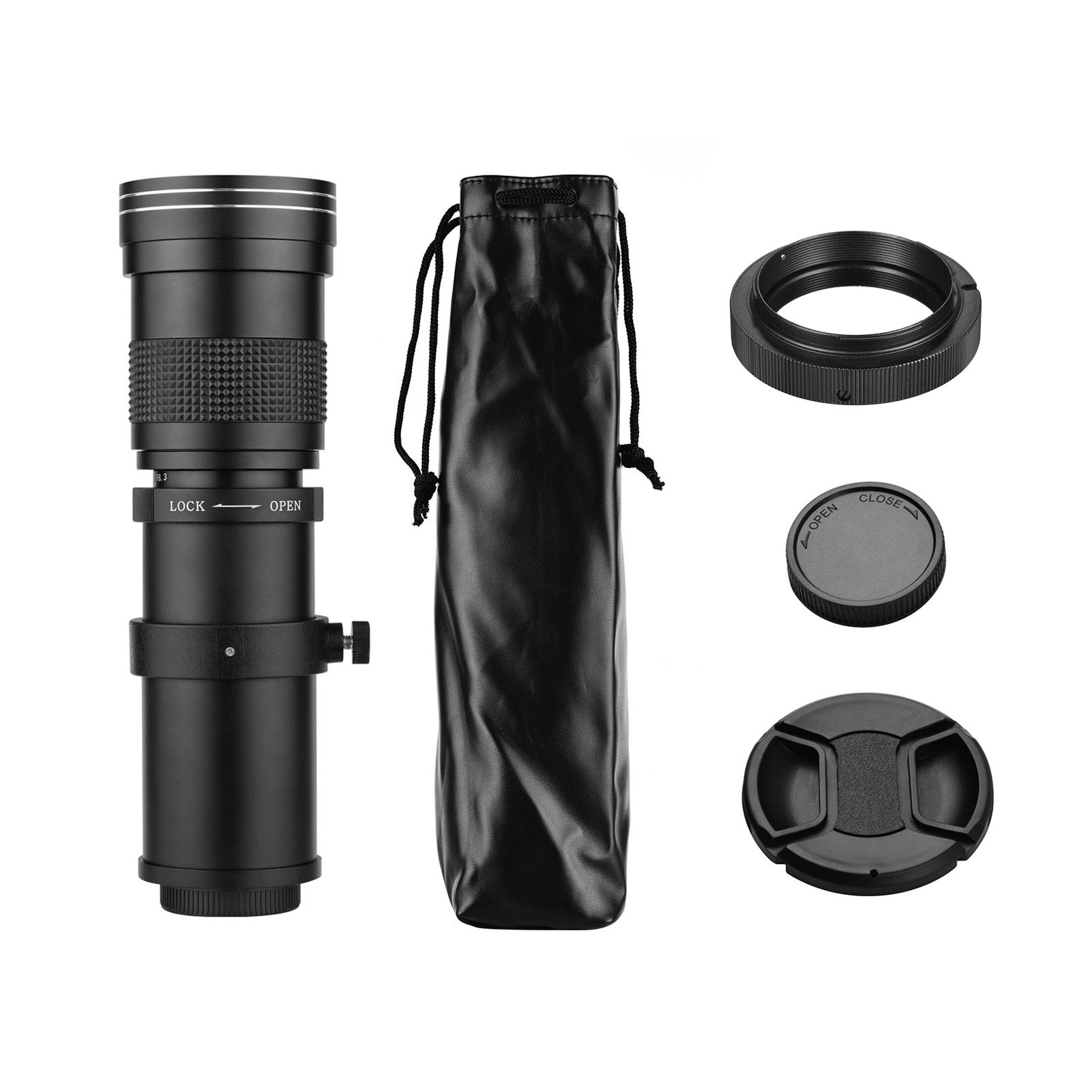 

MF Супер Телеобъектив-зум F/8.3-16 420-800 мм Объектив для камеры с креплением T2 с резьбой 1/4 для Sony Alpha-mount A55 A33 A550 A500 Sony/Minolta чёрный