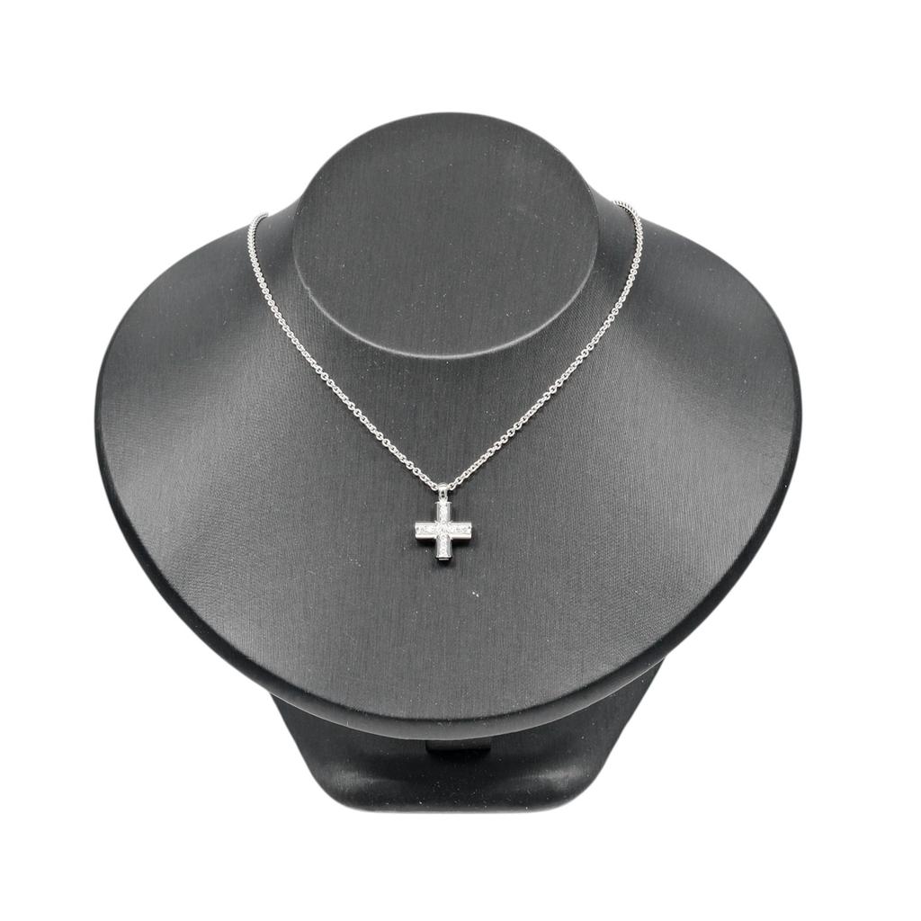 BVLGARI Greek Cross Necklace K18 white gold/diamond 8.87g Women Used